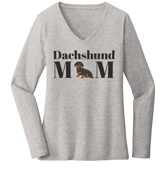 Dachshund Mom Illustration - Women's V-Neck Long Sleeve T-Shirt