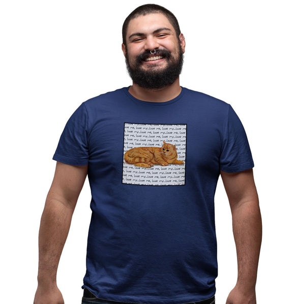 Orange Tabby Love Text - Adult Unisex T-Shirt