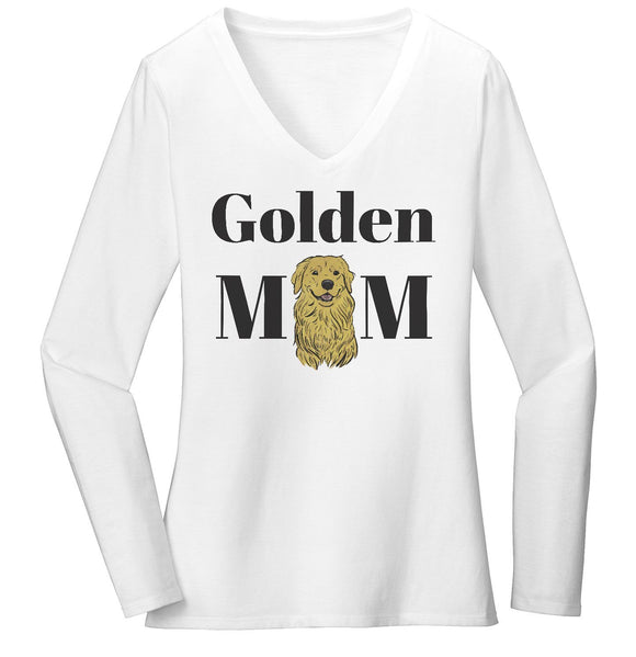Golden Mom Illustration - Women's V-Neck Long Sleeve T-Shirt