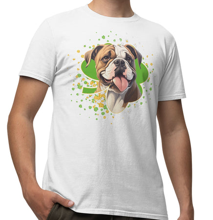 Big Clover St. Patrick's Day Bulldog - Adult Unisex T-Shirt