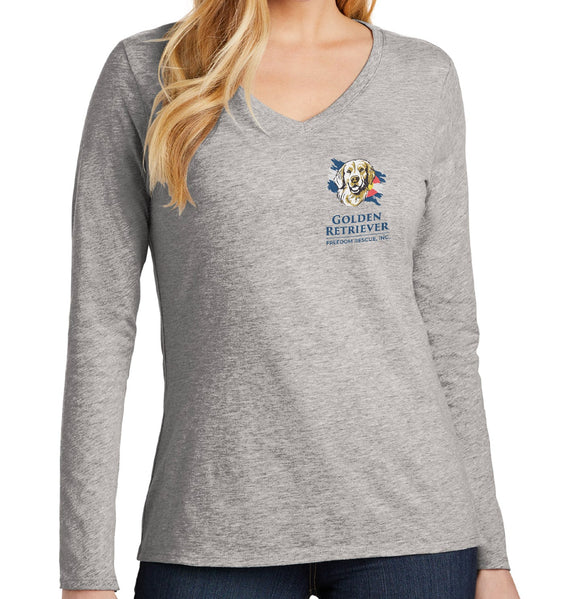 GRFR Main Logo Left Chest - Women's V-Neck Long Sleeve T-Shirt