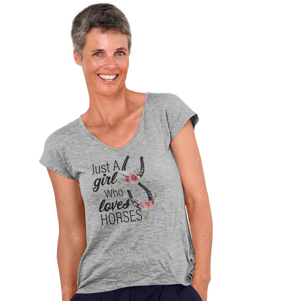 Just A Girl Who Loves Horses - Women's V-Neck T-Shirt