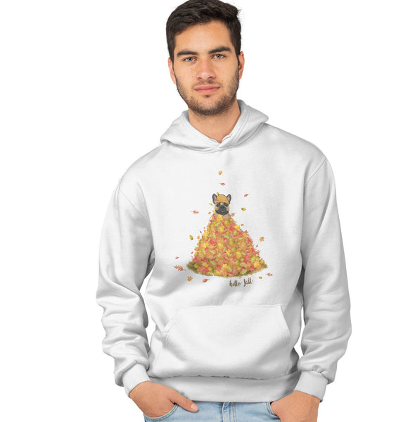 Leaf Pile and Frenchie - Adult Unisex Hoodie Sweatshirt