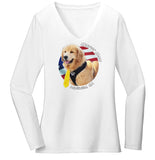 Mayor Max USA Flag Circle - Women's V-Neck Long Sleeve T-Shirt