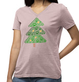Paw Christmas Tree - Women's V-Neck T-Shirt