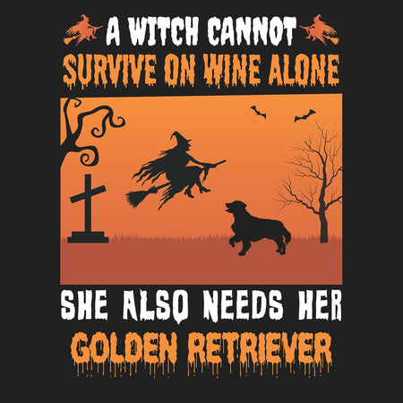 A Witch Needs Her Golden Retriever - Women's Fitted T-Shirt