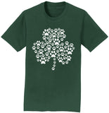 Green & White Shamrock Lab Paw Print - Adult Unisex T-Shirt
