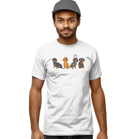 Dachshund Love Line Up - Adult Unisex T-Shirt