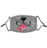 Christmas Dog Face with Tongue - Adult Adjustable Face Mask