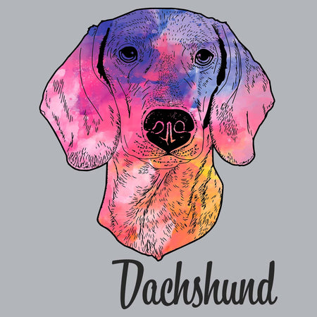 Colorful Dachshund Headshot - Adult Unisex Long Sleeve T-Shirt