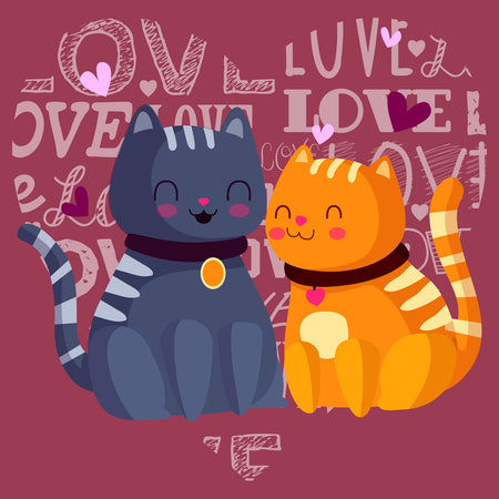 Love Heart Cats - Adult Unisex Hoodie Sweatshirt