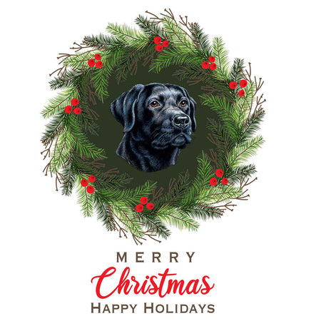Black Labrador Christmas Wreath - Adult Unisex T-Shirt