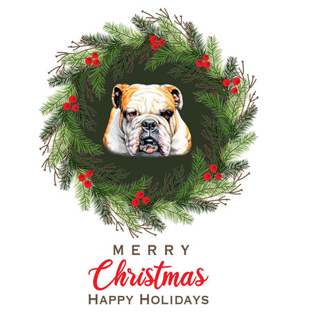 Bulldog Christmas Wreath - Adult Unisex T-Shirt