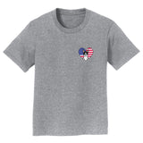 USA Flag Heart Boston Terrier Face Left Chest - Kids' Unisex T-Shirt