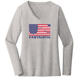 Pawtriotic Flag Dog - Women's V-Neck Long Sleeve T-Shirt