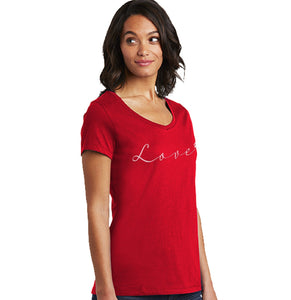.com - Love Script Paw - Women's V-Neck T-Shirt