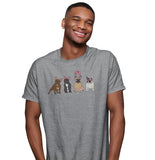 Frenchie Love Line Up - Adult Unisex T-Shirt