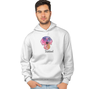 Colorful Dachshund Headshot - Hoodie Sweatshirt