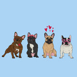 Frenchie Love Line Up - Adult Unisex T-Shirt