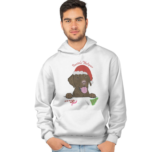  - Santa Helper Chocolate Lab - Adult Unisex Hoodie Sweatshirt