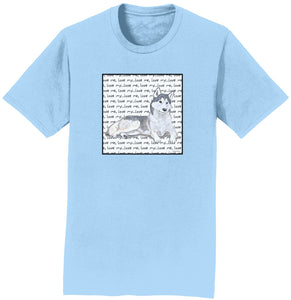 Siberian Husky Love Text - Zeppa Studios - Adult Unisex T-Shirt