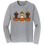 3 Pumpkin Lab Pups - Adult Unisex Long Sleeve T-Shirt