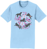 Black Labrador Pink Fleur Pattern - Adult Unisex T-Shirt