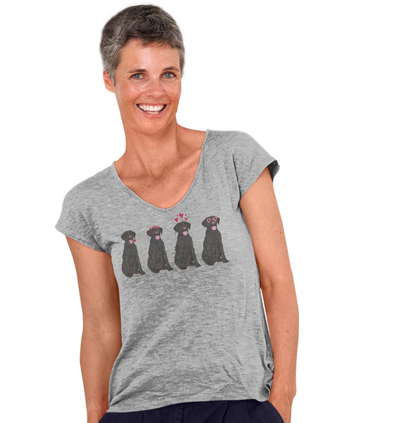 .com - Black Lab Love Line Up - Women's V-Neck T-Shirt