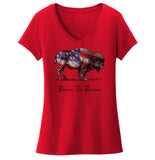Buffalo Flag Overlay - Women's V-Neck T-Shirt