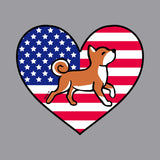 USA Flag Heart Shiba Inu Trotting Left Chest - Adult Unisex Hoodie Sweatshirt