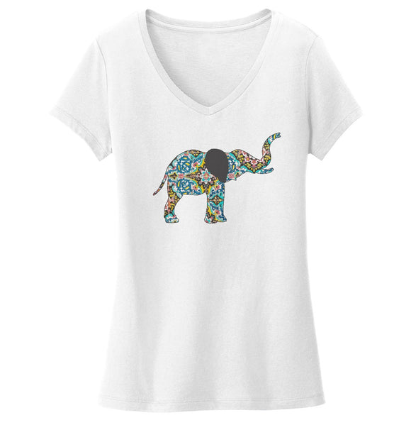 Elephant Mosaic Women's V-Neck T-Shirt | International Elephant Foundation