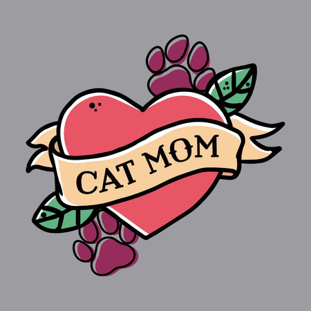 Cat Mom Heart - Pocket - Adult Unisex Hoodie Sweatshirt