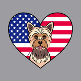 USA Flag Heart Yorkie Face Left Chest - Kids' Unisex T-Shirt