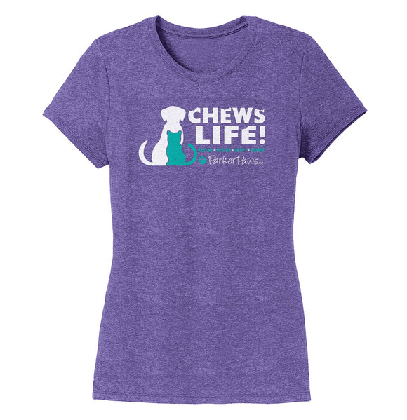 Parker Paws Chews Life - Women's Tri-Blend T-Shirt