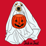 Trick or Treat Ghost Dog - Women's V-Neck T-Shirt