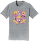 Yellow Labrador Pink Fleur Pattern  - Adult Unisex T-Shirt