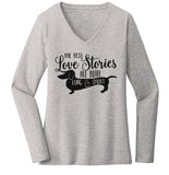 Dachshund Love Stories - Women's V-Neck Long Sleeve T-Shirt
