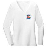 Golden Retriever Freedom Rescue Colorado Flag Logo - Left Chest - Women's V-Neck Long Sleeve T-Shirt