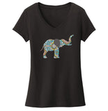 Elephant Mosaic - Women's V-Neck T-Shirt