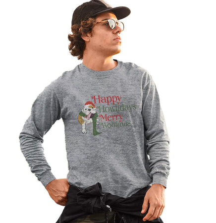 Merry Woofmas Bulldog - Adult Unisex Long Sleeve T-Shirt