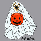 Trick or Treat Ghost Dog - Adult Unisex Long Sleeve T-Shirt