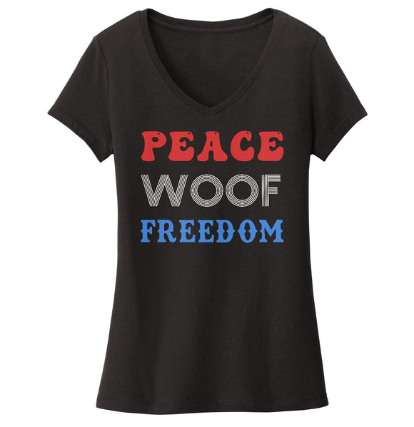 Peace Woof Freedom - Women's V-Neck T-Shirt
