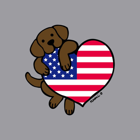 Chocolate Lab USA Flag Heart Left Chest - Adult Unisex Hoodie Sweatshirt