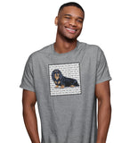 Black Long Haired Dachshund Love Text - Adult Unisex T-Shirt