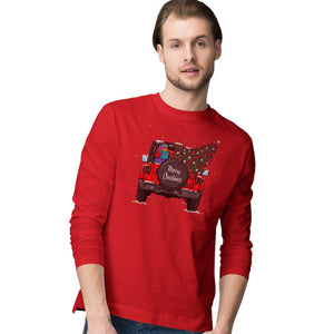 Christmas Jeep Chocolate Lab - Adult Unisex Long Sleeve T-Shirt