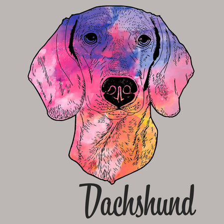 Colorful Dachshund Headshot - Women's V-Neck Long Sleeve T-Shirt