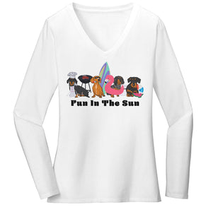 Summer Dachshunds Fun in the Sun | Women's V-Neck Long Sleeve T-Shirt