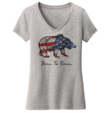 Bear Flag Overlay - Women's V-Neck T-Shirt