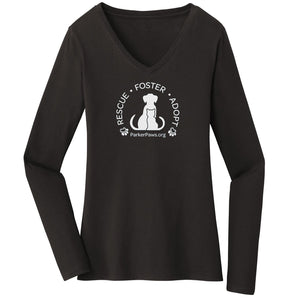 Parker Paws Rescue Foster Adopt - Women's V-Neck Long Sleeve T-Shirt