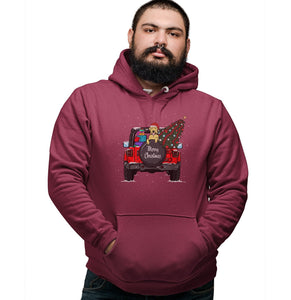 Christmas Jeep Yellow Lab - Adult Unisex Hoodie Sweatshirt
